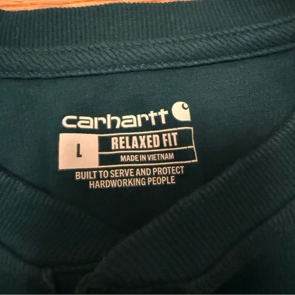 NWOT Carhartt Men's Teal Heavyweight Long-Sleeve Henley Pocket Thermal - Picture 2 of 3